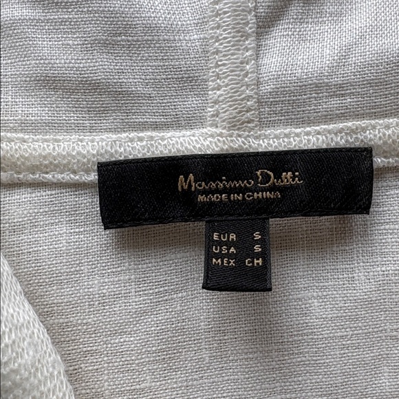 Massimo Dutti Hooded Linen Midi Dress with Pockets Oversized Coastal Minimalist - Picture 3 of 9